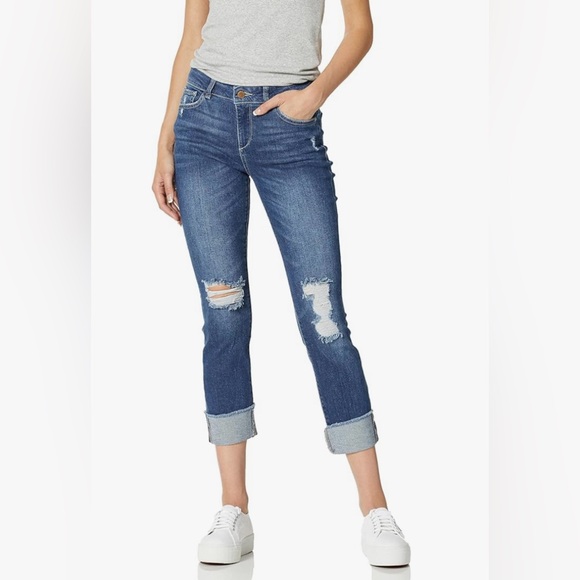 DL1961 Denim - DL1961 Stevie Mid Rise Silm Boyfriend Cuffed Jeans in Rebel, Sz 27